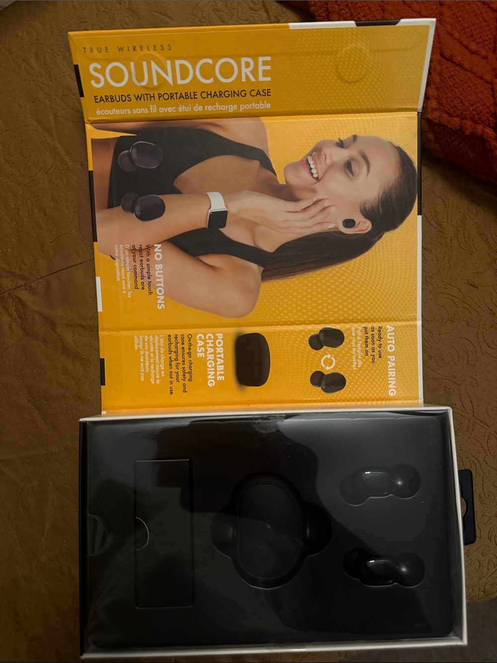 Black Wireless Earbuds with Portable Charging Case